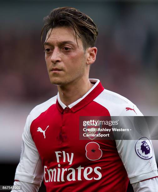 Arsenal's Mesut Ozil during the Premier League match between Arsenal and Swansea City at Emirates Stadium on October 28, 2017 in London, England.