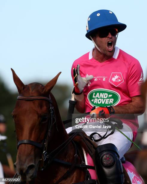 Pablo Pieres of Ellerstina reacts during the final match between Ellerstina and Alegria during the Hurlingham Polo Open 2017 at Hurlingham Club on...