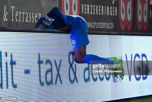 Ally Mbwana Samatta forward of KRC Genk pictured during the Jupiler Pro League match between K.V. Kortrijk and KRC Genk on October 28, 2017 in...