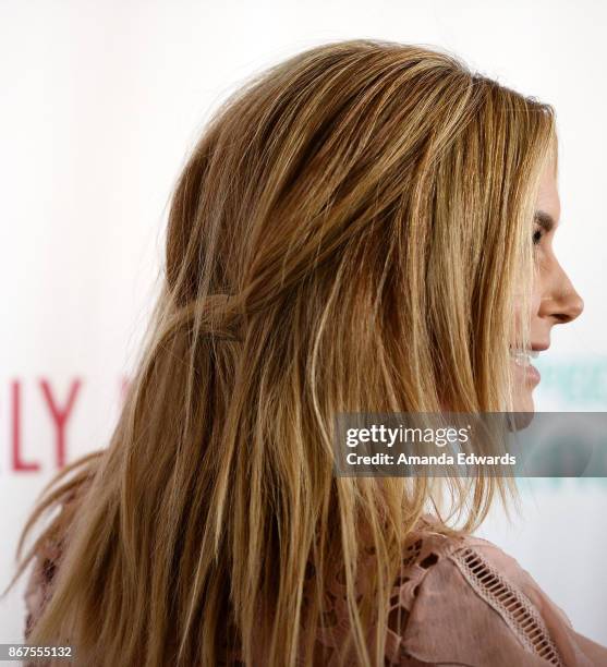 Television personality Eden Sassoon, hair detail, arrives at Peggy Albrecht Friendly House's 28th Annual Awards Luncheon at The Beverly Hilton Hotel...