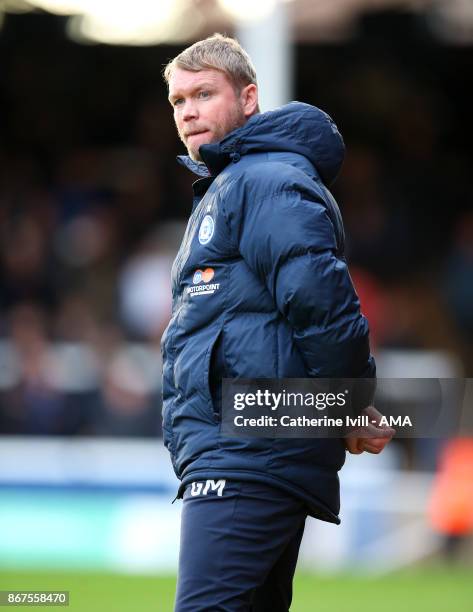 Grant McCann manager of Peterborough United during the Sky Bet League One match between Peterborough United and Shrewsbury Town at ABAX Stadium on...