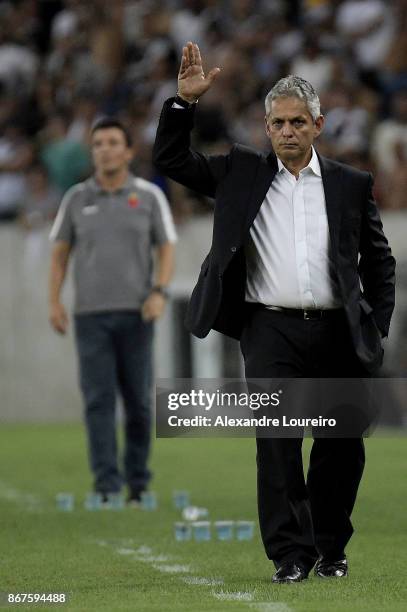 Reinaldo Rueda, head coach of Flamengo reacts during the match between Flamengo and Vasco da Gama as part of Brasileirao Series A 2017 at Maracana...