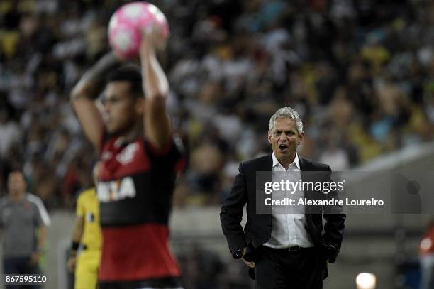 Reinaldo Rueda, head coach of Flamengo reacts during the match between Flamengo and Vasco da Gama as part of Brasileirao Series A 2017 at Maracana...