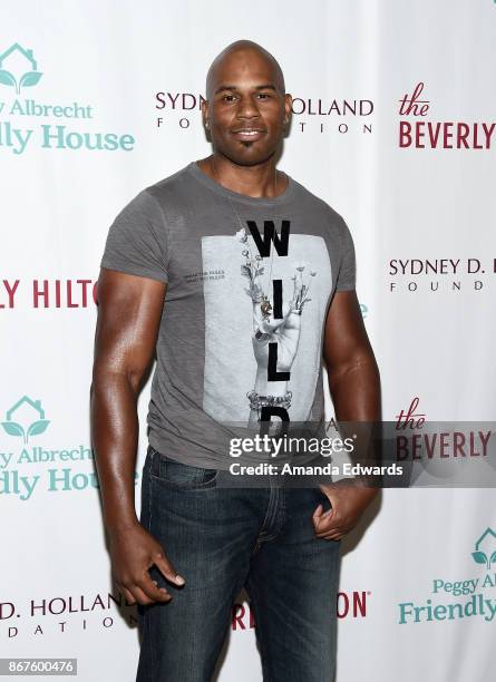 Pro wrestler Shad Gaspard arrives at Peggy Albrecht Friendly House's 28th Annual Awards Luncheon at The Beverly Hilton Hotel on October 28, 2017 in...