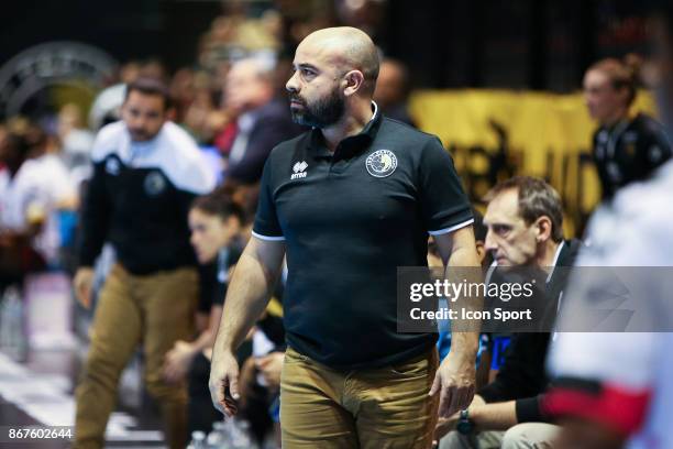 Head coach of Issy Paris Arnaud Gandais during the Women's French League match between Issy Paris and Brest on October 28, 2017 in...