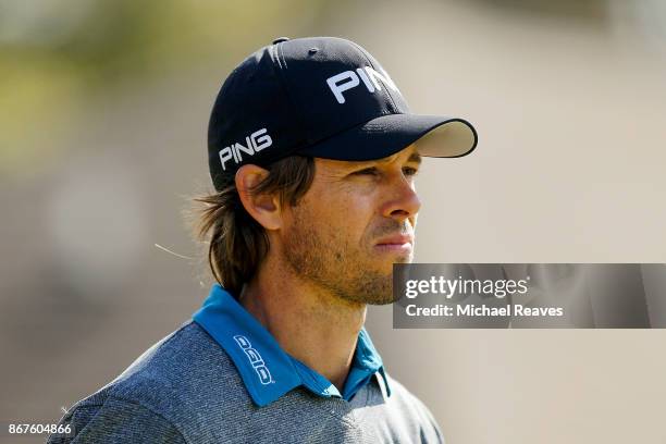 Aaron Baddeley of Australia looks on during the third round of the Sanderson Farms Championship at the Country Club of Jackson on October 28, 2017 in...