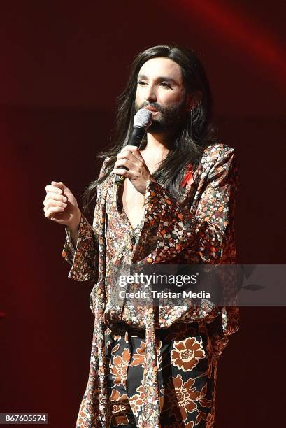 Conchita Wurst performs the 12th Hope Charity Gala at Kulturpalast on October 28, 2017 in Dresden, Germany.