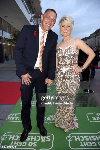 Linda Feller and her husband Andreas Schmid attend the 12th Hope Charity Gala at Kulturpalast on October 28, 2017 in Dresden, Germany.