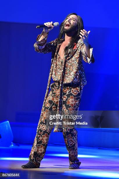 Conchita Wurst performs the 12th Hope Charity Gala at Kulturpalast on October 28, 2017 in Dresden, Germany.