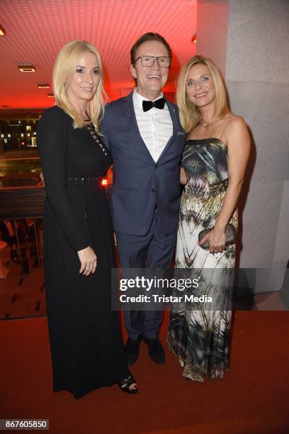 Wolfgang Lippert, his wife Gesine Lippert and Uta Bresan attend the 12th Hope Charity Gala at Kulturpalast on October 28, 2017 in Dresden, Germany.