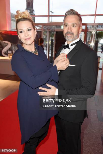 Manou Lubowski and his pregnant girlfriend Lara von Stumberg attend the 12th Hope Charity Gala at Kulturpalast on October 28, 2017 in Dresden,...