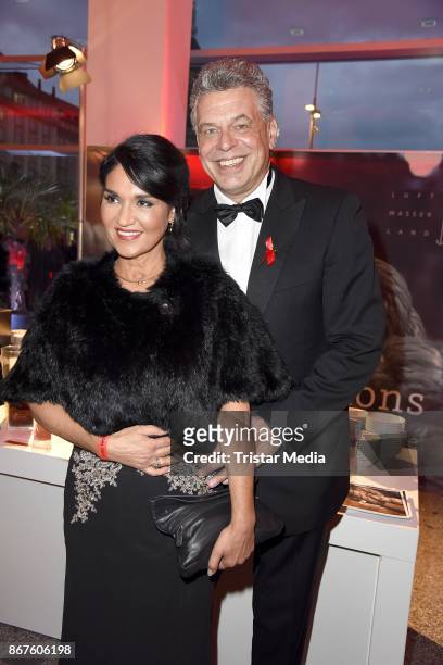 Juergen Hingsen and his wife Francesca Elstermeier attend the 12th Hope Charity Gala at Kulturpalast on October 28, 2017 in Dresden, Germany.