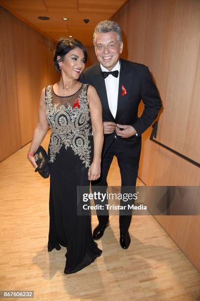 Juergen Hingsen and his wife Francesca Elstermeier attend the 12th Hope Charity Gala at Kulturpalast on October 28, 2017 in Dresden, Germany.