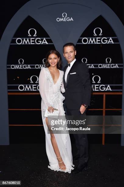 Lovi Poe and Raynald Aeschlimann attend the OMEGA Aqua Terra at Palazzo Pisani Moretta on October 28, 2017 in Venice, Italy.