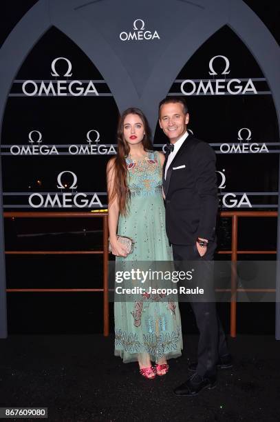 Matilde Gioli and Raynald Aeschlimann attend the OMEGA Aqua Terra at Palazzo Pisani Moretta on October 28, 2017 in Venice, Italy.