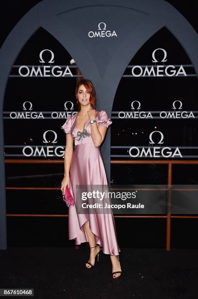 Miriam Leone attends the OMEGA Aqua Terra at Palazzo Pisani Moretta on October 28, 2017 in Venice, Italy.