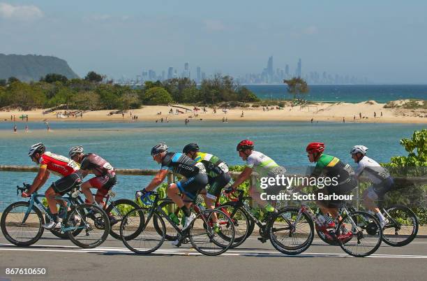 General view during the Cycling Road Race Test Event along Currumbin Bay on October 29, 2017 in the Gold Coast, Australia. The Road Race is a test...