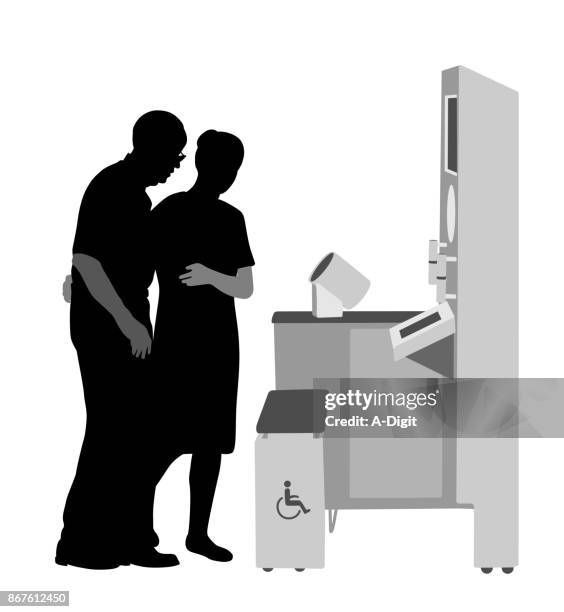 medical assistant machine - wheelchair access stock illustrations