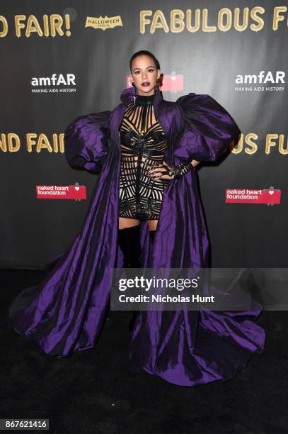 Actress Bruna Marquezine attends the 2017 amfAR & The Naked Heart Foundation Fabulous Fund Fair at Skylight Clarkson Sq on October 28, 2017 in New...