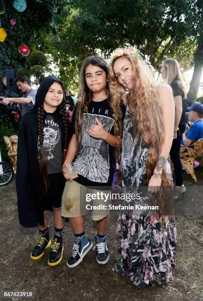 Lullah Trujillo, Tye Trujillo, and Chloe Trujillo at the Cybex by Jeremy Scott Cherub Halloween Launch Celebration on October 28, 2017 in Los...