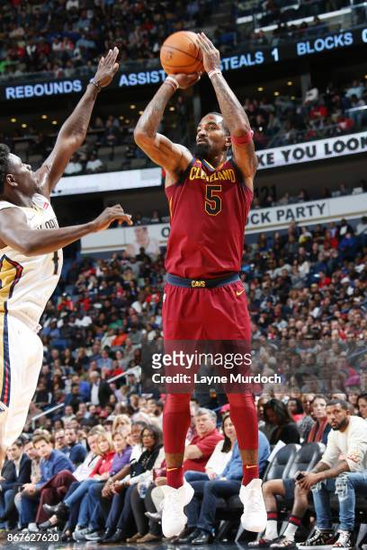 Smith of the Cleveland Cavaliers shoots the ball against the New Orleans Pelicans on October 28, 2017 at the Smoothie King Center in New Orleans,...