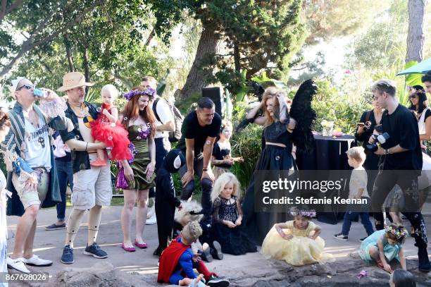 Jeremy Scott, James Van Der Beek, and Kimberly Van Der Beek with guests at the Cybex by Jeremy Scott Cherub Halloween Launch Celebration on October...