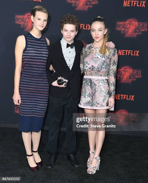 Peyton Kennedy, Quinn Liebling, Sydney Sweeney arrives at the Premiere Of Netflix's "Stranger Things" Season 2 at Regency Bruin Theatre on October...