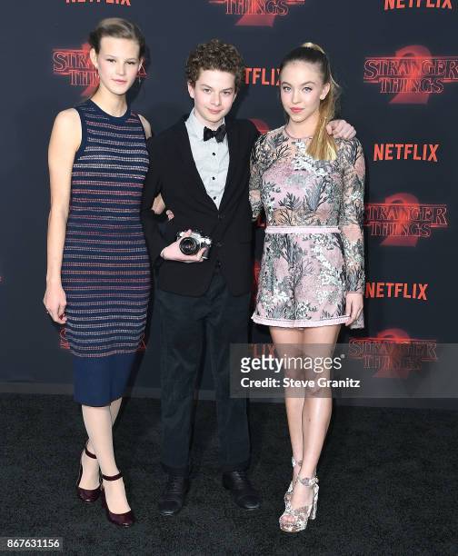 Peyton Kennedy, Quinn Liebling, Sydney Sweeney arrives at the Premiere Of Netflix's "Stranger Things" Season 2 at Regency Bruin Theatre on October...