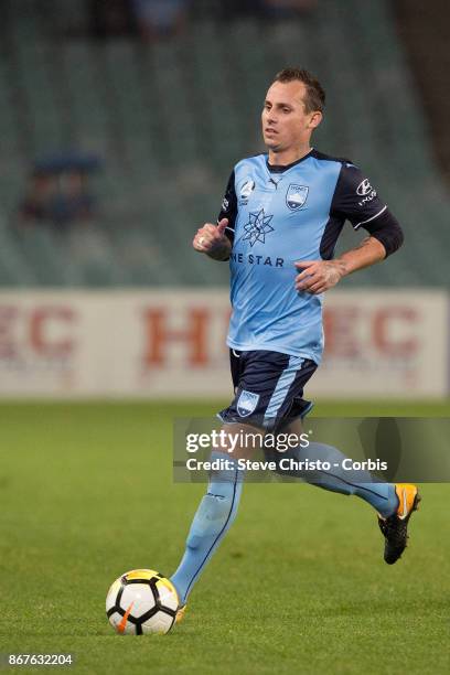 Luke Wilkshire of Sydney FC chases down the ball during the round four A-League match between Sydney FC and the Perth Glory at Allianz Stadium on...