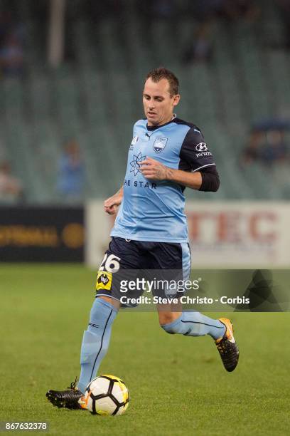 Luke Wilkshire of Sydney FC chases down the ball during the round four A-League match between Sydney FC and the Perth Glory at Allianz Stadium on...