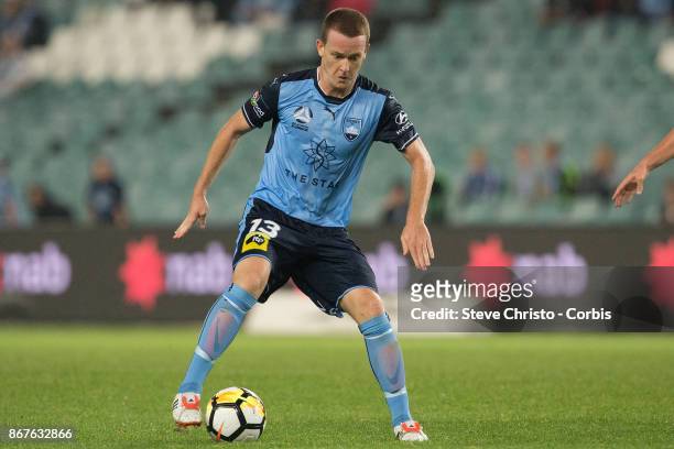 Brandon O'Neill of Sydney FC controls the ball during the round four A-League match between Sydney FC and the Perth Glory at Allianz Stadium on...