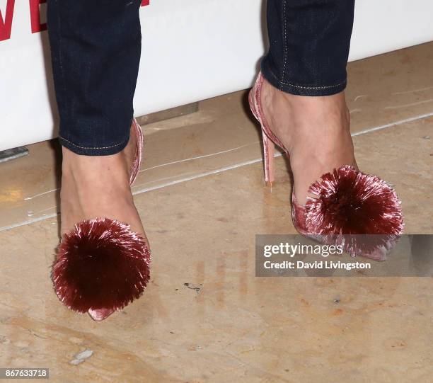 Personality Eden Sassoon, shoe detail, attends the Peggy Albrecht Friendly House's 28th annual awards luncheon at The Beverly Hilton Hotel on October...