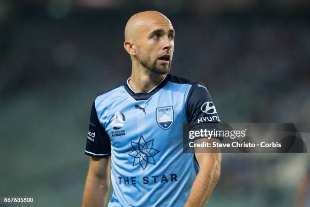 Adrian Mierzejewski of Sydney FC was to take a corner during the round four A-League match between Sydney FC and the Perth Glory at Allianz Stadium...