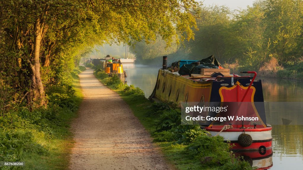 Dawn English Rural Canal Scene in Summer