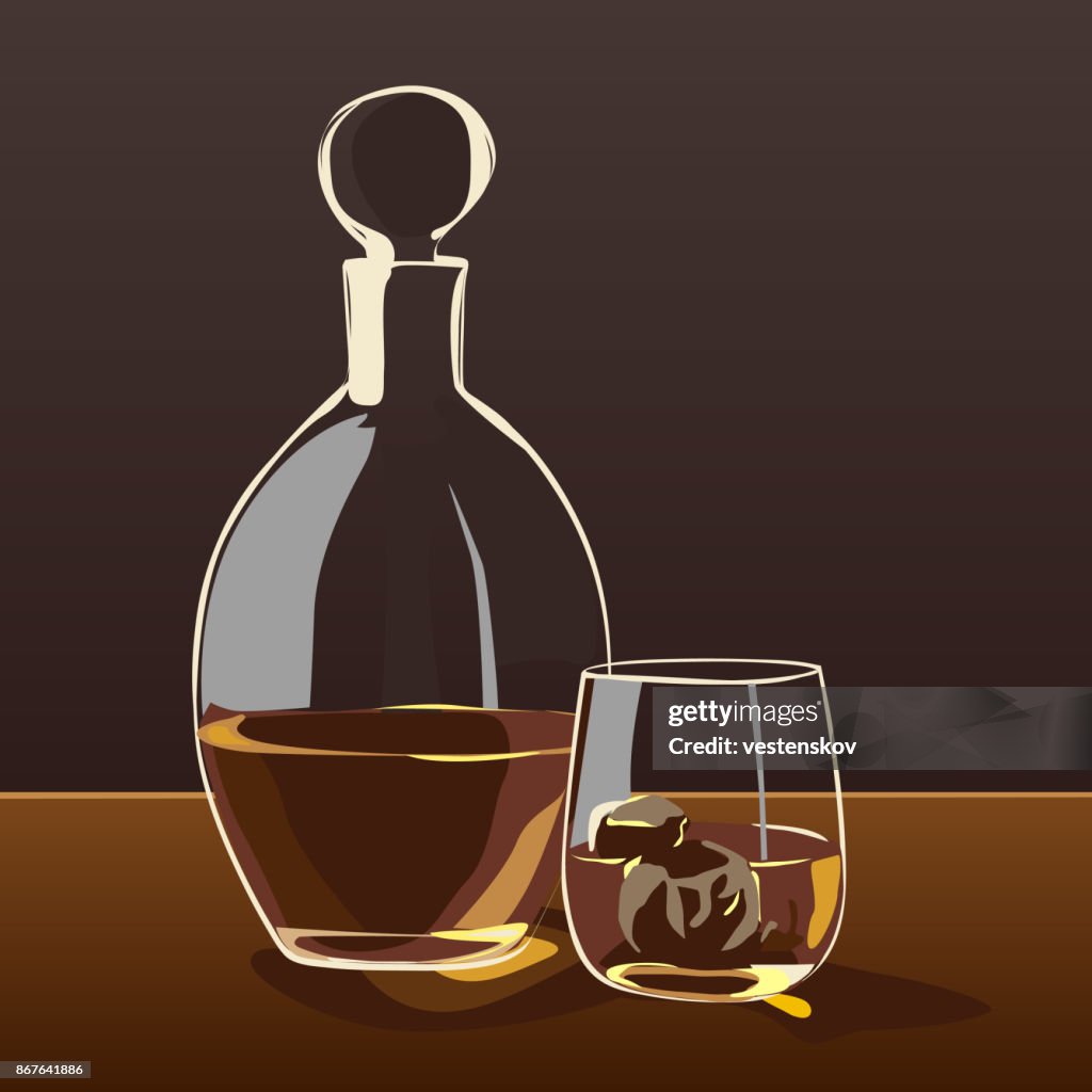 Whisky in decanter and glass