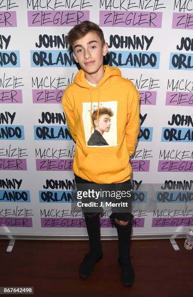 Johnny Orlando poses during a meet and greet on the "Day & NIght" tour at Mr Smalls on October 28, 2017 in Millvale, Pennsylvania.