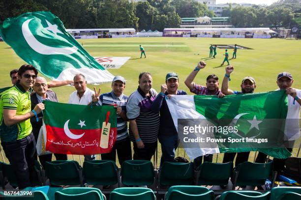 Fans of Pakistan Team show their supports during Day 1 of Hong Kong Cricket World Sixes 2017 Group B match between Bangladesh vs Sri Lanka at Kowloon...