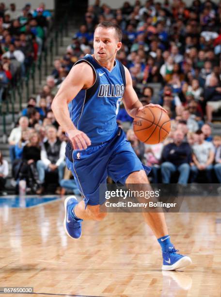 Barea of the Dallas Mavericks handles the ball against the Philadelphia 76ers on October 28, 2017 at the American Airlines Center in Dallas, Texas....