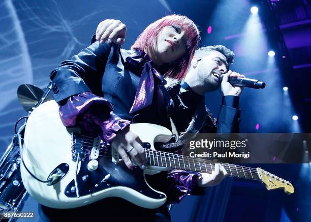 JinJoo Lee and Joe Jonas of the band DNCE perform at the 21st Annual HRC National Dinner at the Washington Convention Center on October 28, 2017 in...