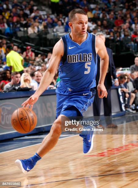 Barea of the Dallas Mavericks handles the ball against the Philadelphia 76ers on October 28, 2017 at the American Airlines Center in Dallas, Texas....