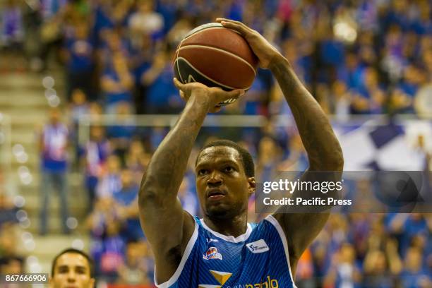 Deon Thompson during Real Madrid victory over San Pablo Burgos in Liga Endesa regular season game celebrated in Burgos at Coliseum Burgos. October...