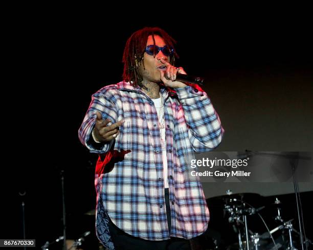 Wiz Khalifa performs in concert during the Mala Luna Music Festival on October 28, 2017 in San Antonio, Texas.