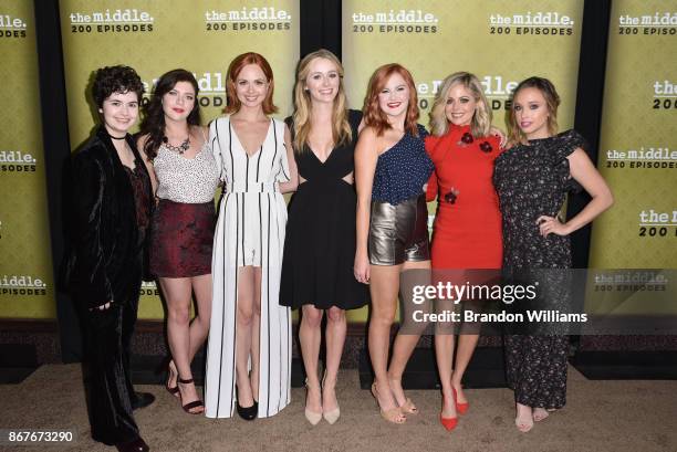 From L-R: Actors Kaitlen Mandrea, Blaine Saunders, Galadriel Stineman, Greer Grammer, Grace Bannon, Brittany Ross, and Natalie Lander attend ABC's...