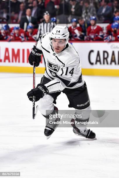 Michael Cammalleri of the Los Angeles Kings skates against the Montreal Canadiens during the NHL game at the Bell Centre on October 26, 2017 in...