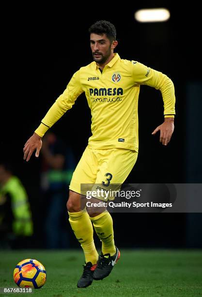 Alvaro Gonzalez of Villarreal in action during the La Liga match between Atletico Madrid and Villarreal at Estadio Wanda Metropolitano on October 28,...