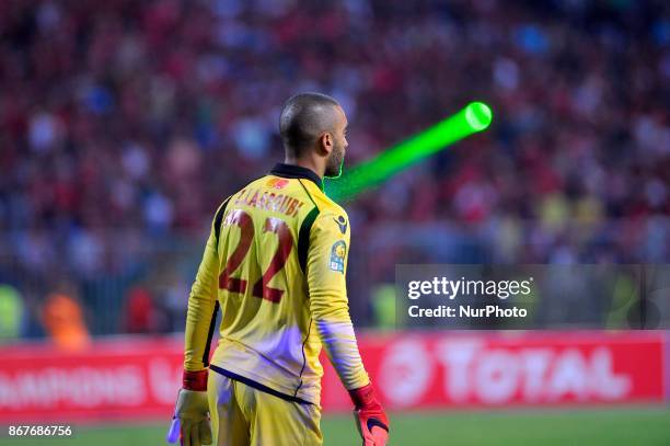 Wydad's Goalkeeper Zouhair Laaroubi during the CAF Champions League final football match between Al-Ahly vs Wydad Casablanca at the Borg El Arab...