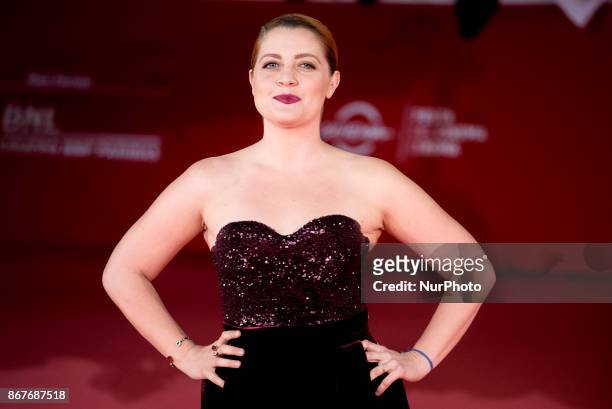 Italian singer Noemi attends red carpet of the film 'Stronger' at the Rome Film Fest in Rome, Saturday, Oct. 28, 2017.