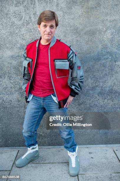 Cosplayer in charcter as Marty Mcfly from Back to the Future during MCM London Comic Con 2017 held at the ExCel on October 28, 2017 in London,...