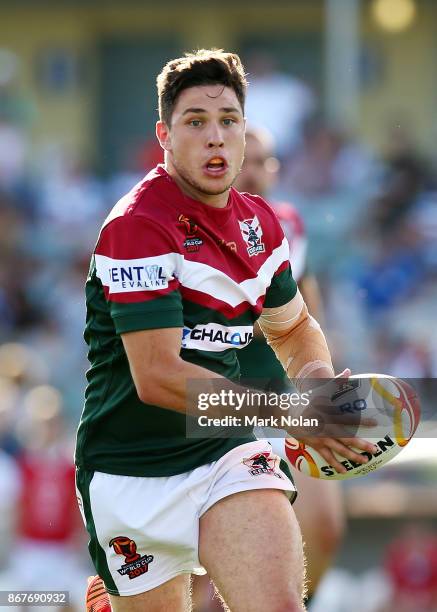 Mitchell Moses of Lebanon in action during the 2017 Rugby League World Cup match between France and Lebanon at Canberra Stadium on October 29, 2017...