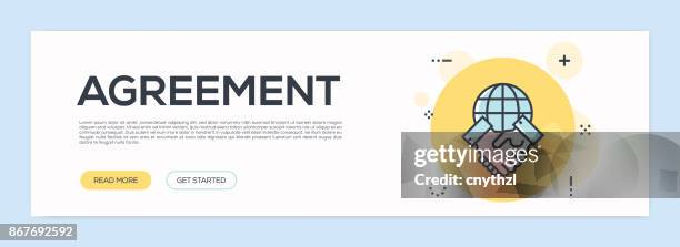 agreement concept - flat line web banner - milkshake isolated stock illustrations